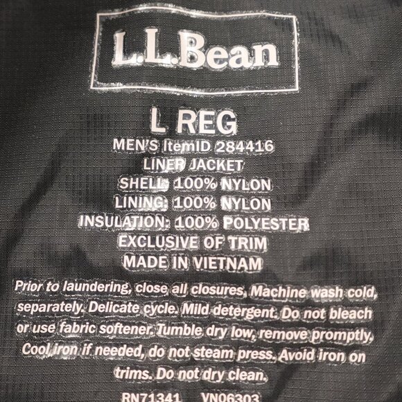 L.L. Bean Liner Jacket - PrimaLoft Insulated Men's Size Large - Picture 3 of 10
